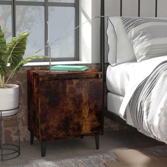 Comodini con Gambe in Metallo Rovere Fumo 40x30x50 cm | homemem39