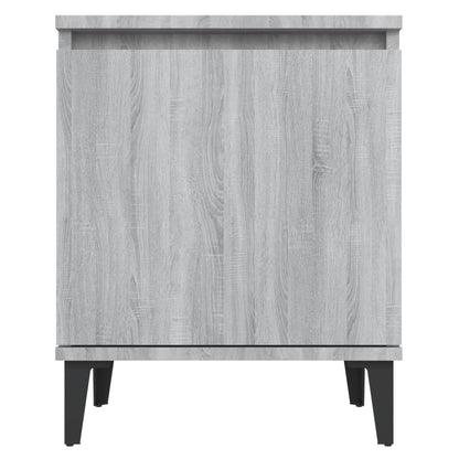 Comodini con Gambe in Metallo Grigio Sonoma 40x30x50 cm