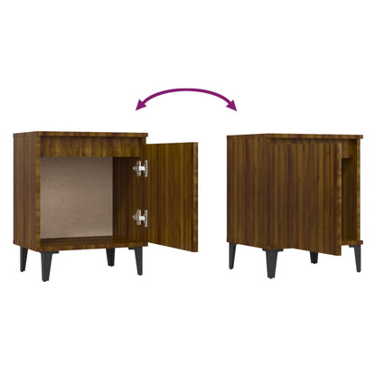 Comodino con Gambe in Metallo Rovere Marrone 40x30x50 cm - homemem39