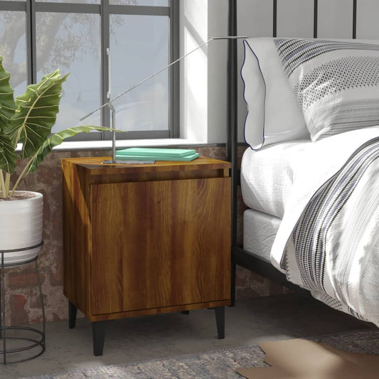Comodino con Gambe in Metallo Rovere Marrone 40x30x50 cm - homemem39