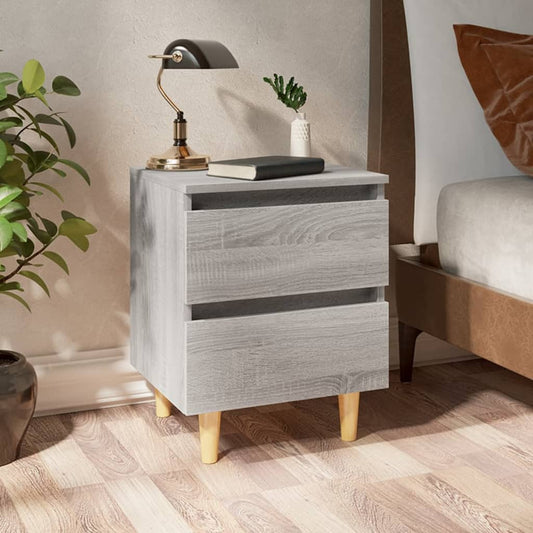 Comodini Gambe in Legno Massello 2 pz Grigio Sonoma 40x30x50 cm - homemem39