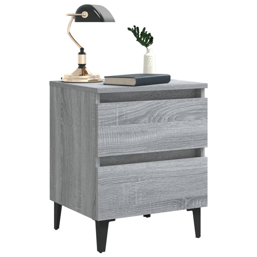 Comodino con Gambe in Metallo Grigio Sonoma 40x35x50 cm - homemem39