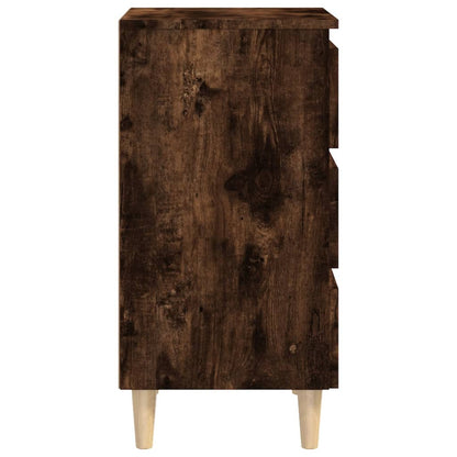 Comodino con Gambe in Legno Massello Rovere Fumo 40x35x69 cm - homemem39