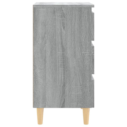 Comodino con Gambe in Legno Massello Grigio Sonoma 40x35x69 cm - homemem39