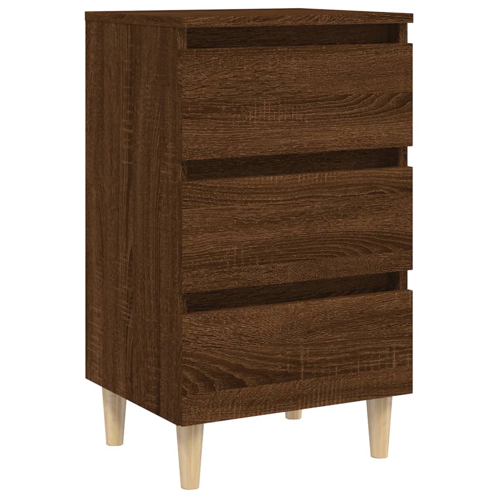 Comodino con Gambe in Legno Massello Rovere Marrone 40x35x69 cm - homemem39