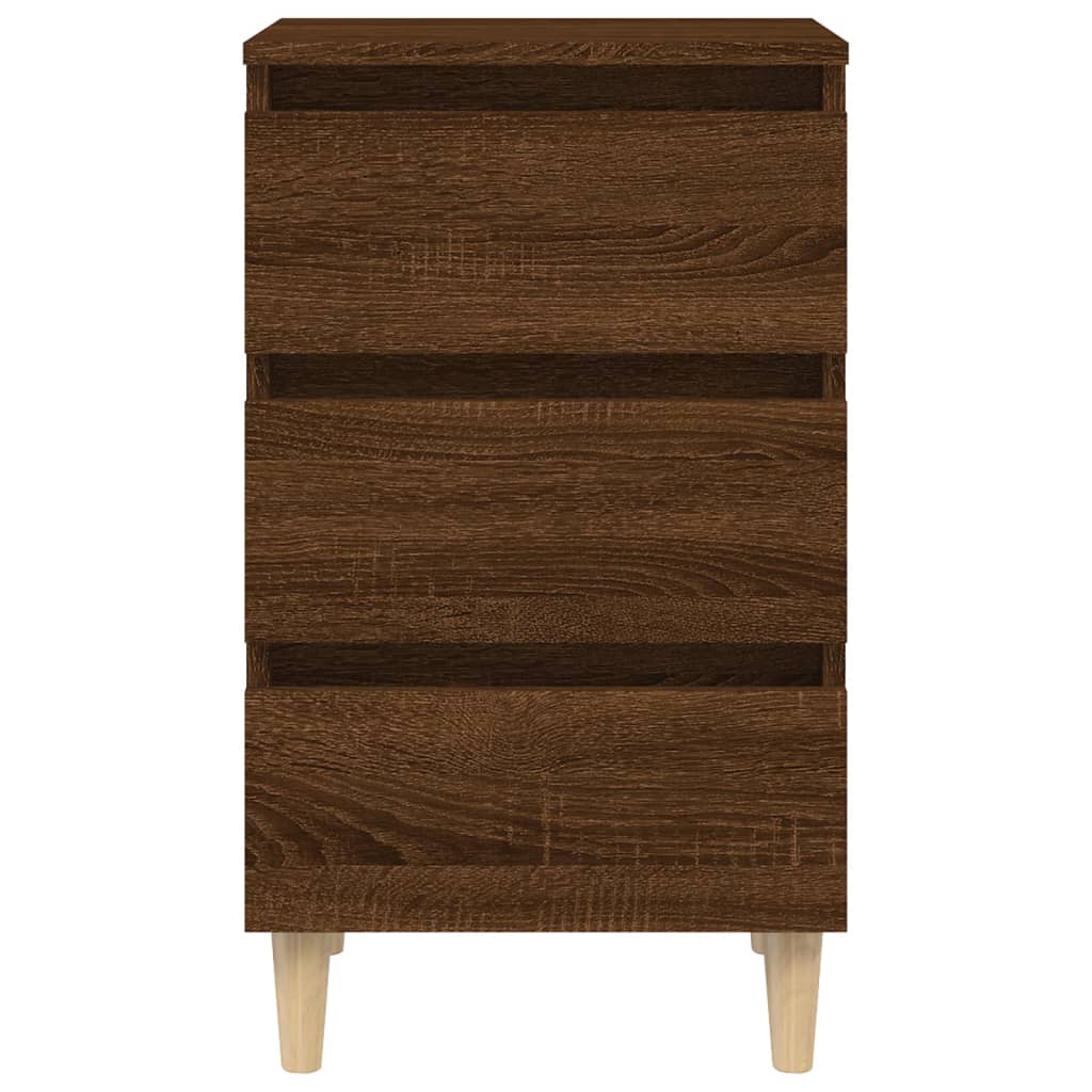 Comodino con Gambe in Legno Massello Rovere Marrone 40x35x69 cm - homemem39
