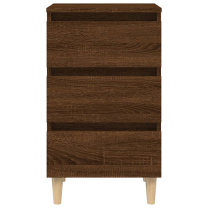 Comodino con Gambe in Legno Massello Rovere Marrone 40x35x69 cm - homemem39
