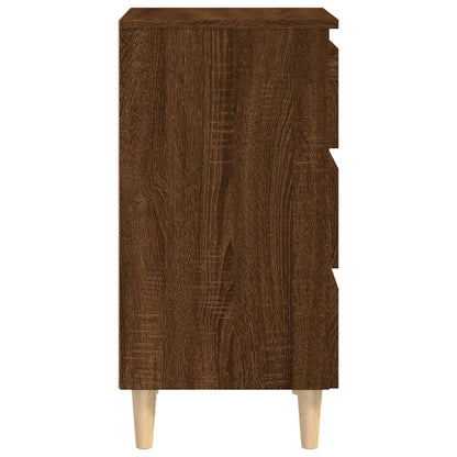 Comodino con Gambe in Legno Massello Rovere Marrone 40x35x69 cm - homemem39