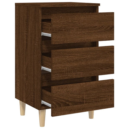 Comodino con Gambe in Legno Massello Rovere Marrone 40x35x69 cm - homemem39