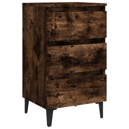 Comodino con Gambe in Metallo Rovere Fumo 40x35x69 cm - homemem39