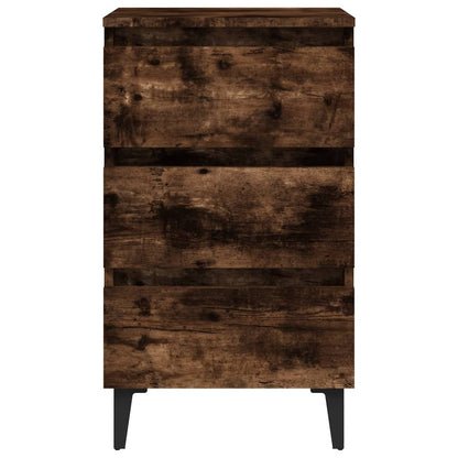 Comodino con Gambe in Metallo Rovere Fumo 40x35x69 cm - homemem39