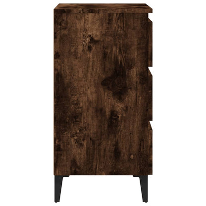 Comodino con Gambe in Metallo Rovere Fumo 40x35x69 cm - homemem39