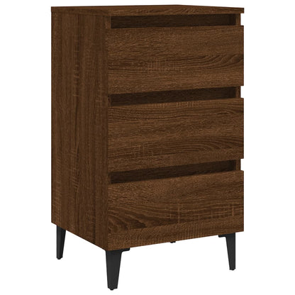 Bedside table with brown oak metal legs 40x35x69 cm