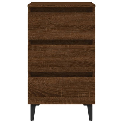 Bedside table with brown oak metal legs 40x35x69 cm