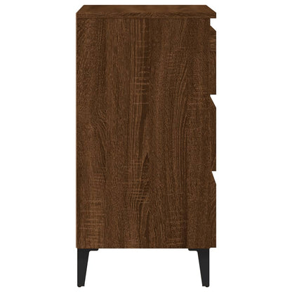 Bedside table with brown oak metal legs 40x35x69 cm