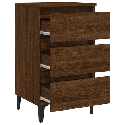 Bedside table with brown oak metal legs 40x35x69 cm