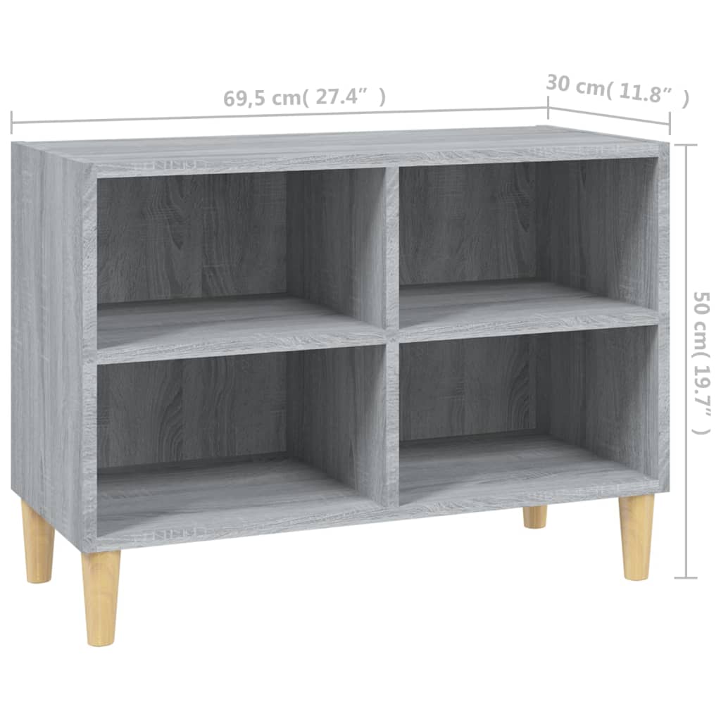 Mobile TV Gambe in Legno Massello Grigio Sonoma 69,5x30x50 cm - homemem39
