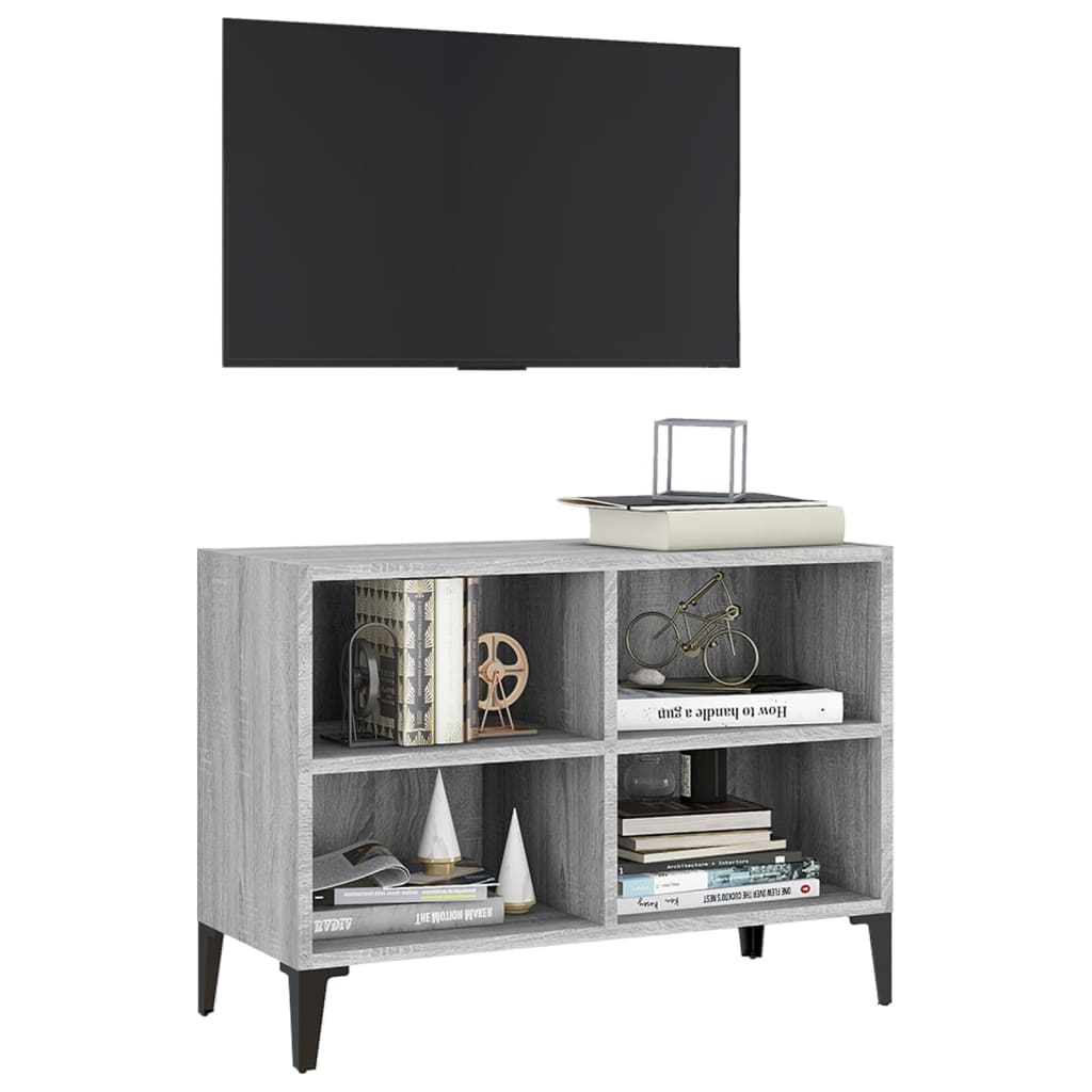 Mobile TV con Gambe in Metallo Grigio Sonoma 69,5x30x50 cm - homemem39