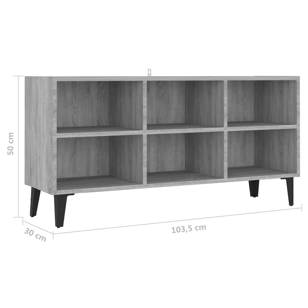 Mobile TV con Gambe in Metallo Grigio Sonoma 103,5x30x50 cm - homemem39