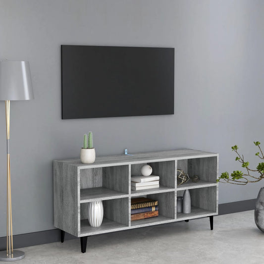 Mobile TV con Gambe in Metallo Grigio Sonoma 103,5x30x50 cm - homemem39