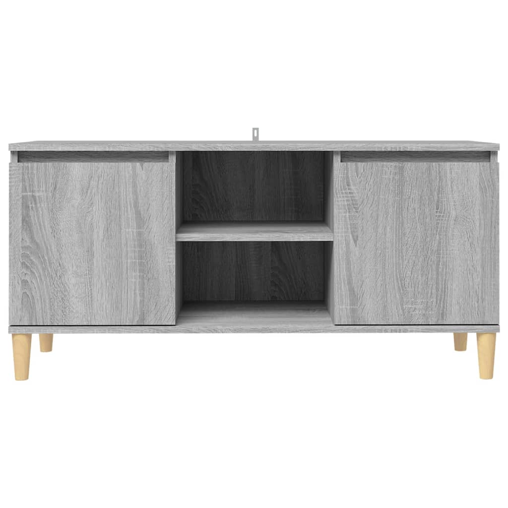 Mobile TV Gambe in Legno Massello Grigio Sonoma 103,5x35x50 cm - homemem39