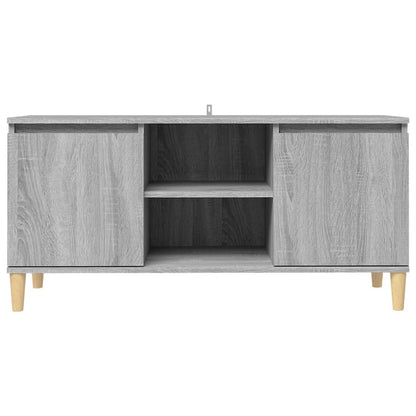 Mobile TV Gambe in Legno Massello Grigio Sonoma 103,5x35x50 cm - homemem39