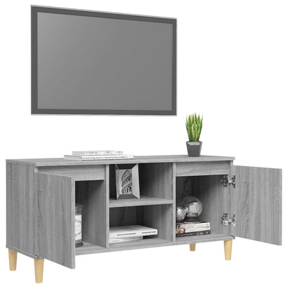 Mobile TV Gambe in Legno Massello Grigio Sonoma 103,5x35x50 cm - homemem39