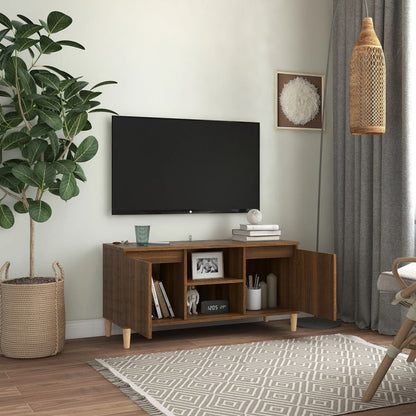 Mobile TV Gambe in Legno Marrone Rovere 103,5x35x50 cm - homemem39