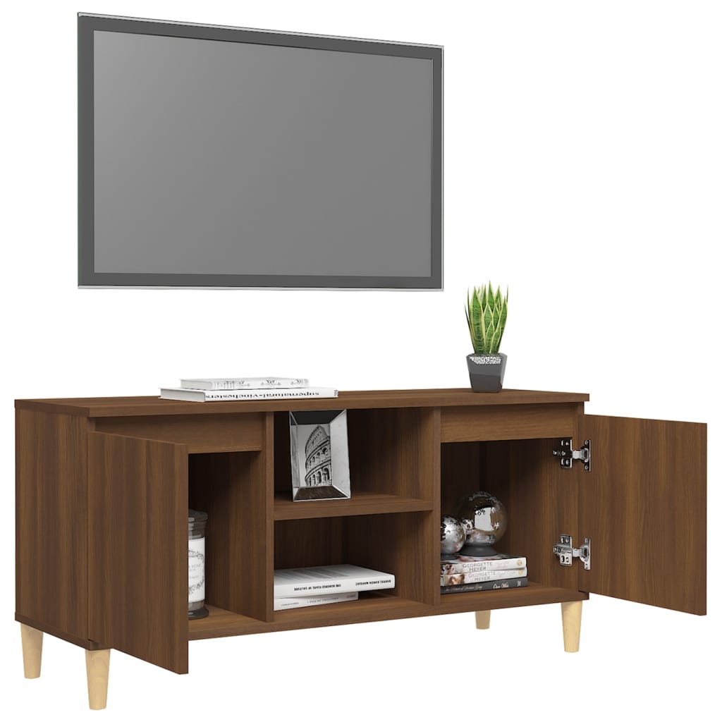 Mobile TV Gambe in Legno Marrone Rovere 103,5x35x50 cm - homemem39