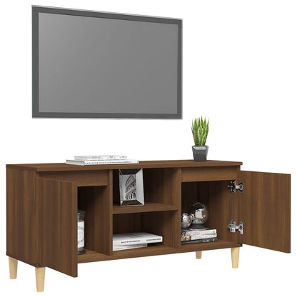 Mobile TV Gambe in Legno Marrone Rovere 103,5x35x50 cm - homemem39