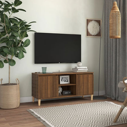 Mobile TV Gambe in Legno Marrone Rovere 103,5x35x50 cm - homemem39