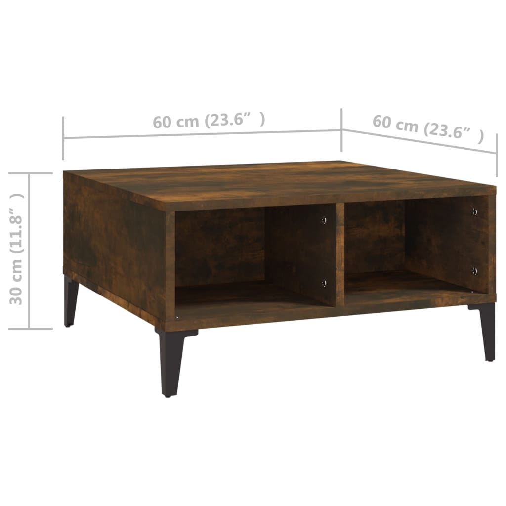Tavolino da Salotto Rovere Fumo 60x60x30 cm in Truciolato | homemem39