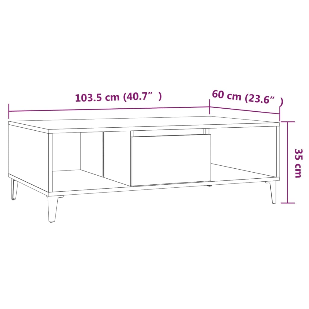 Tavolino da Salotto Rovere Fumo 103,5x60x35cm in Truciolato | homemem39