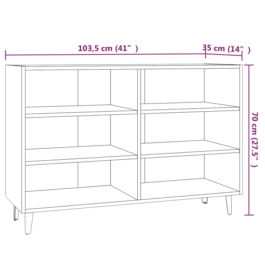 Credenza Rovere Fumo 103,5x35x70 cm in Truciolato | homemem39