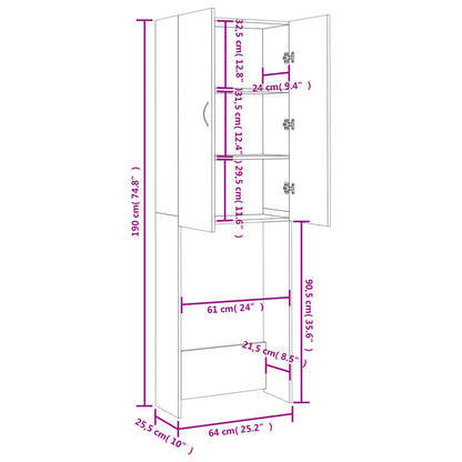Mobile per Lavatrice Grigio Sonoma 64x25,5x190 cm | homemem39