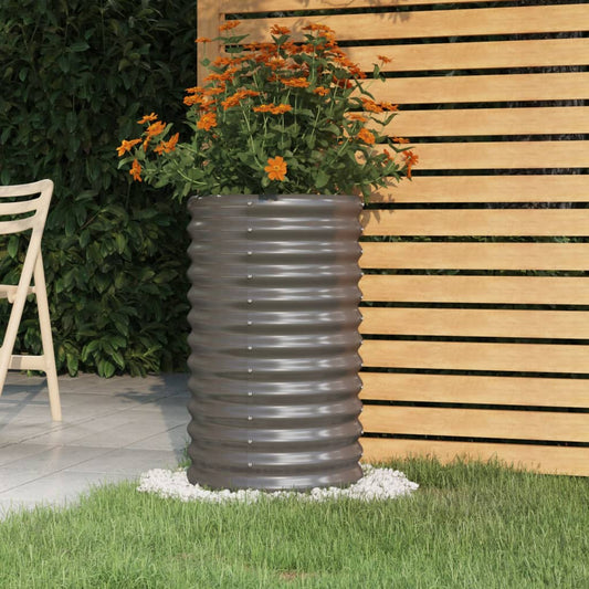 Vaso da Giardino Acciaio Verniciato a Polvere 40x40x68cm Grigio