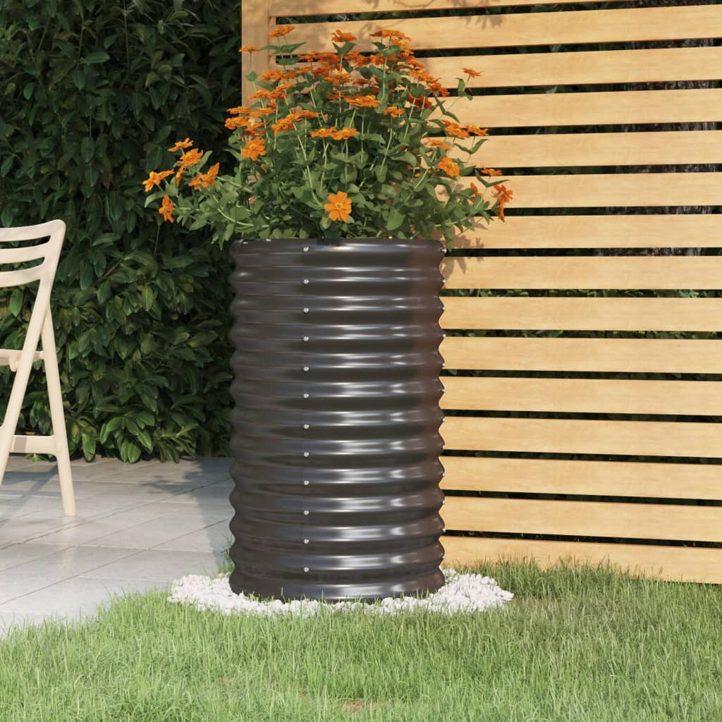Vaso Giardino Acciaio Zincato 40x40x68 cm Antracite - homemem39