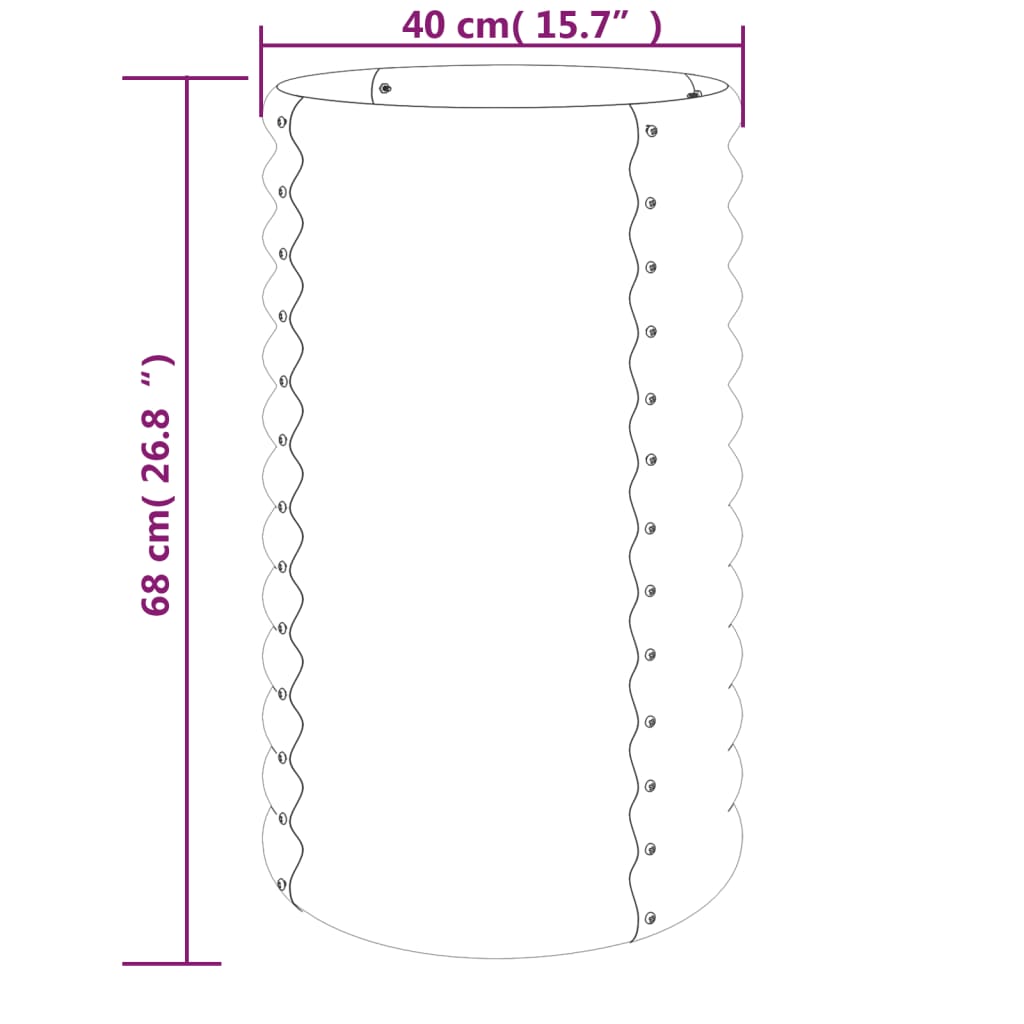 Vaso Giardino Acciaio Verniciato a Polvere 40x40x68 cm Argento