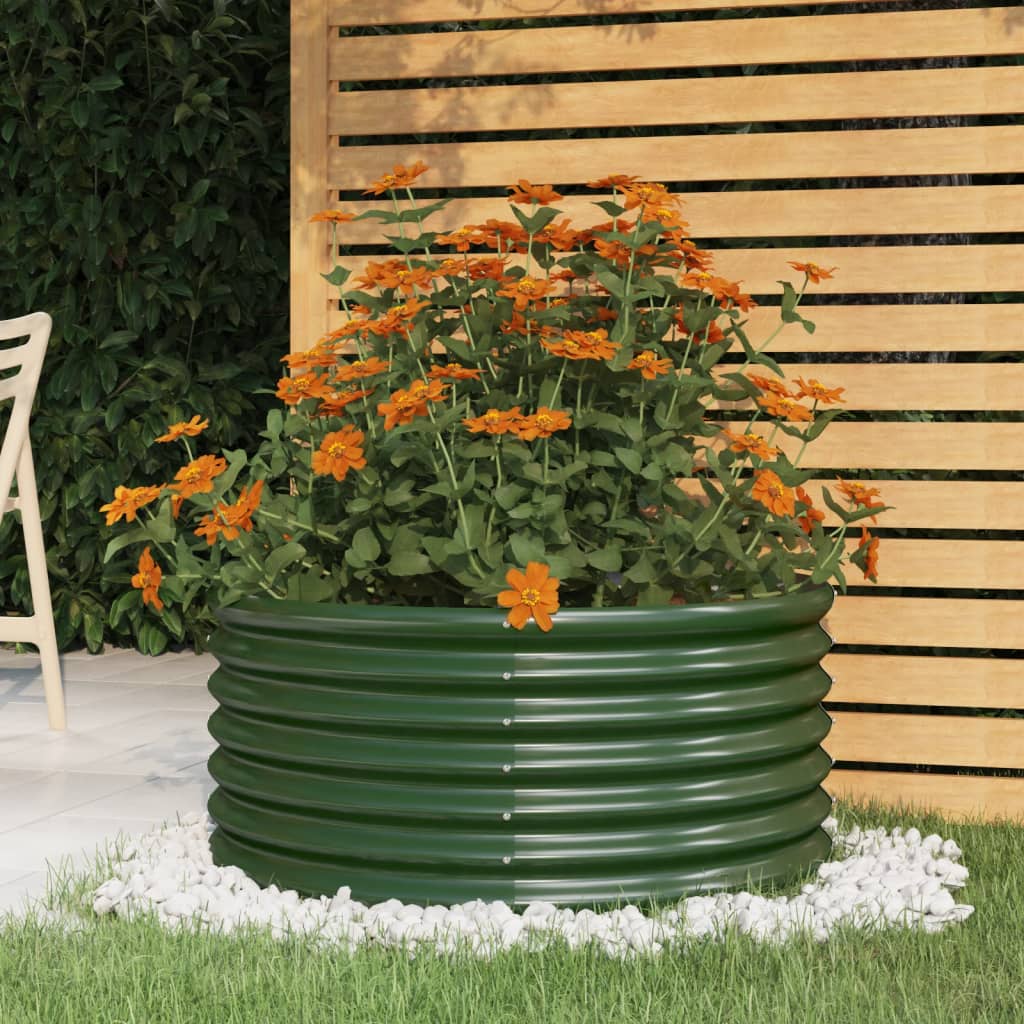 Vaso da Giardino Acciaio Zincato 80x80x36 cm Verde - homemem39