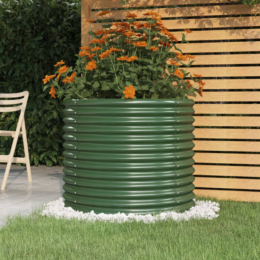 Vaso da Giardino Acciaio Zincato 80x80x68 cm Verde - homemem39