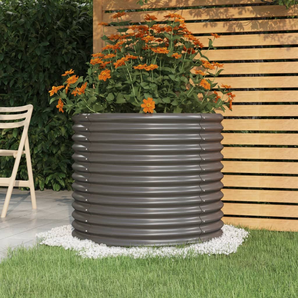 Vaso da Giardino Acciaio Zincato 80x80x68cm Grigio - homemem39