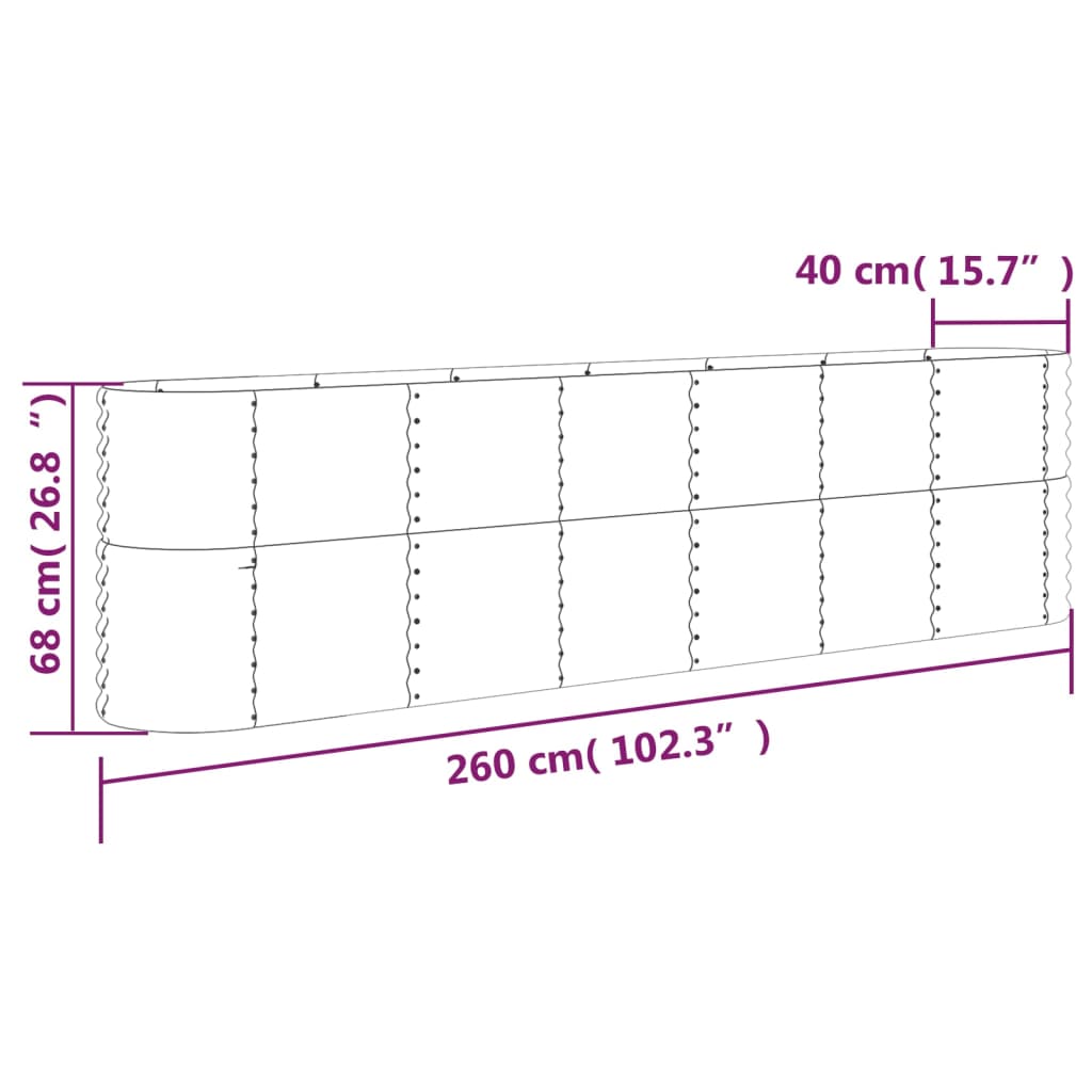 Letto da Giardino in Acciaio Zincato 260x40x68 cm Antracite - homemem39