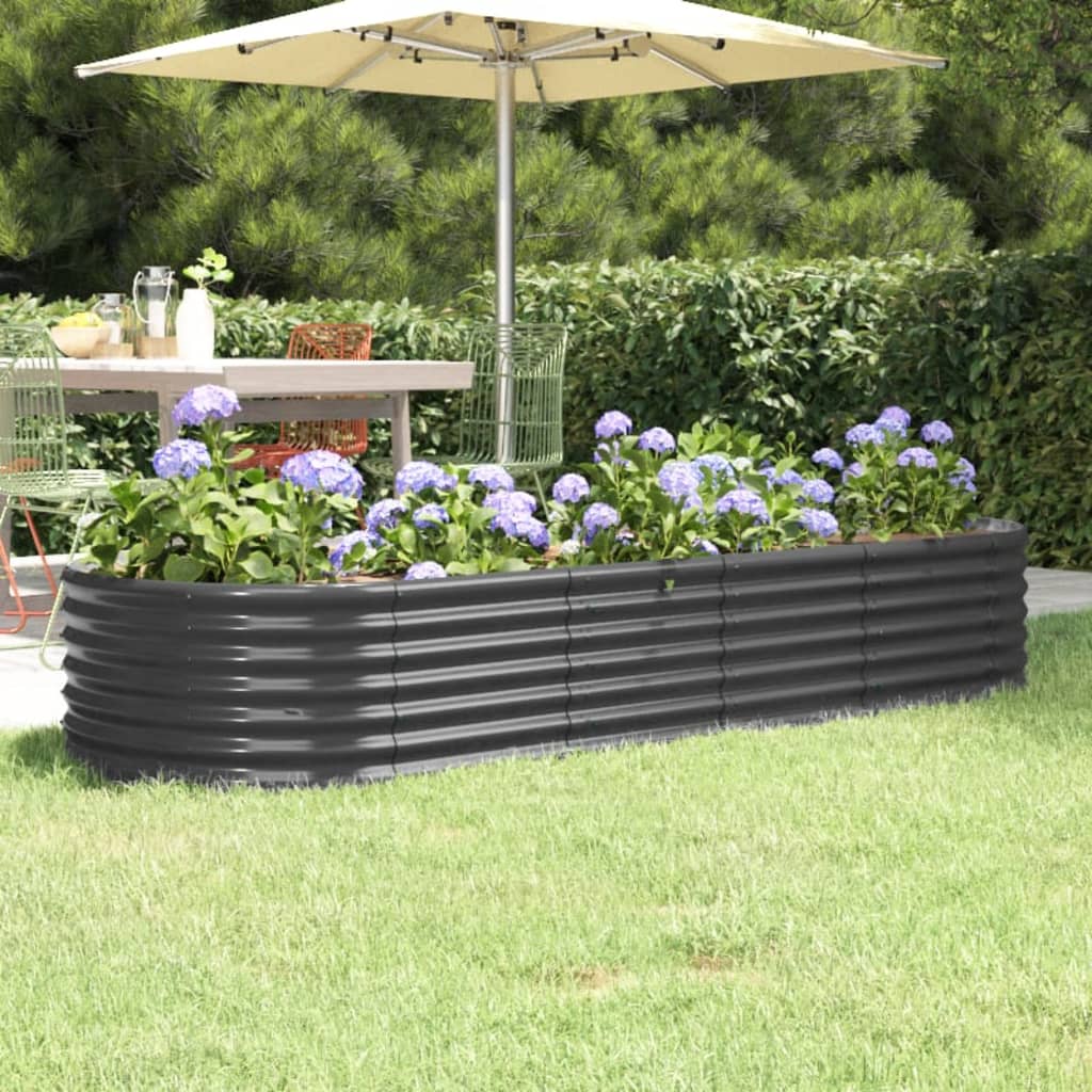 Letto da Giardino in Acciaio Zincato 224x80x36 cm Antracite - homemem39