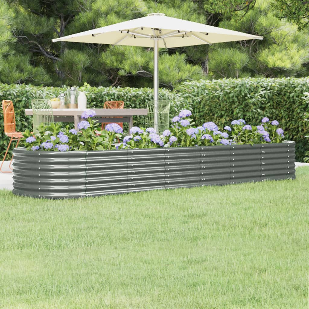 Letto Giardino Acciaio Zincato 296x80x36 cm Grigio - homemem39