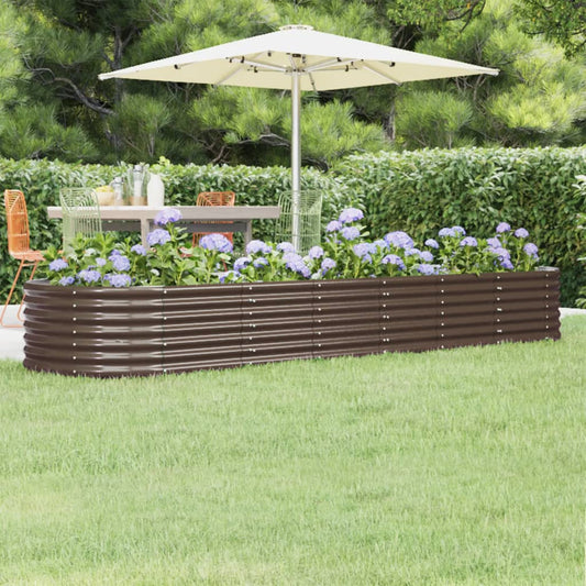 Letto Giardino Acciaio Verniciato a Polvere 296x80x36cm Marrone - homemem39