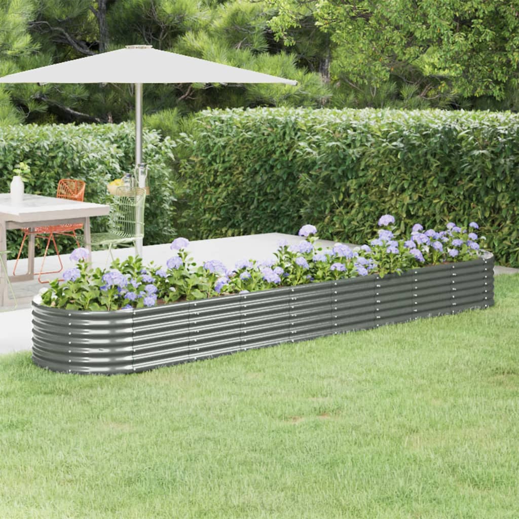 Letto Giardino Acciaio Zincato 368x80x36 cm Grigio | homemem39