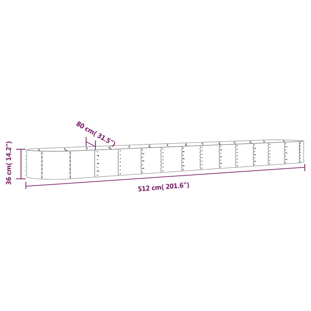 Letto Giardino Acciaio Zincato 512x80x36 cm Grigio | homemem39