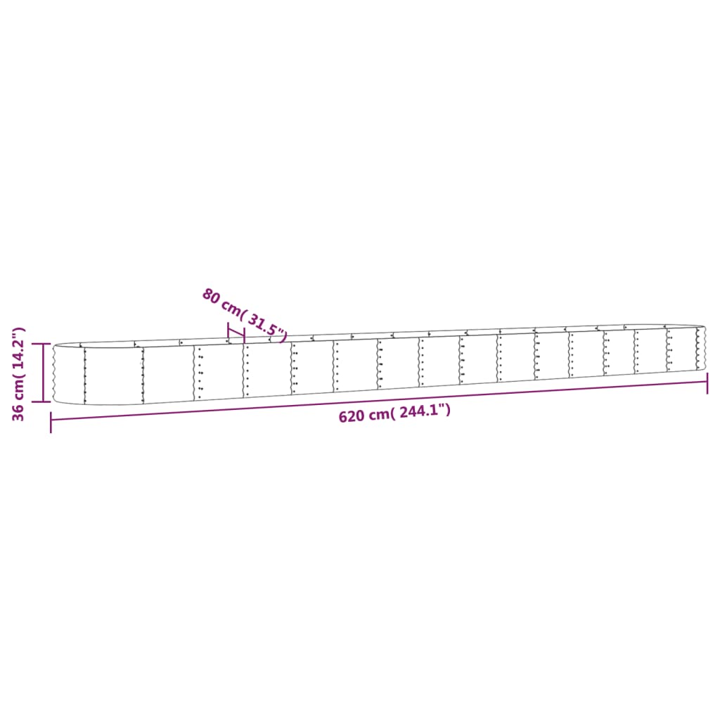 Letto Giardino Acciaio Zincato 620x80x36 cm Grigio | homemem39