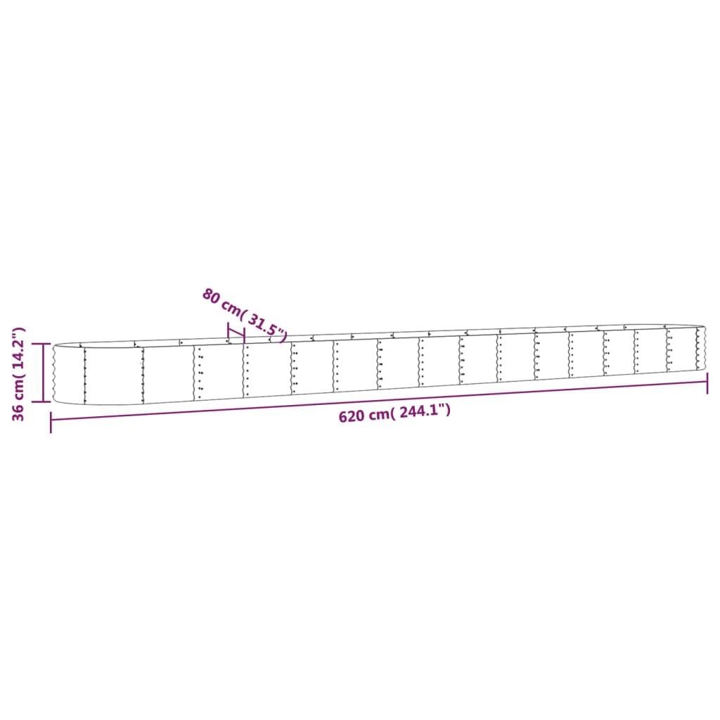 Letto Giardino Acciaio Zincato 620x80x36cm Marrone | homemem39