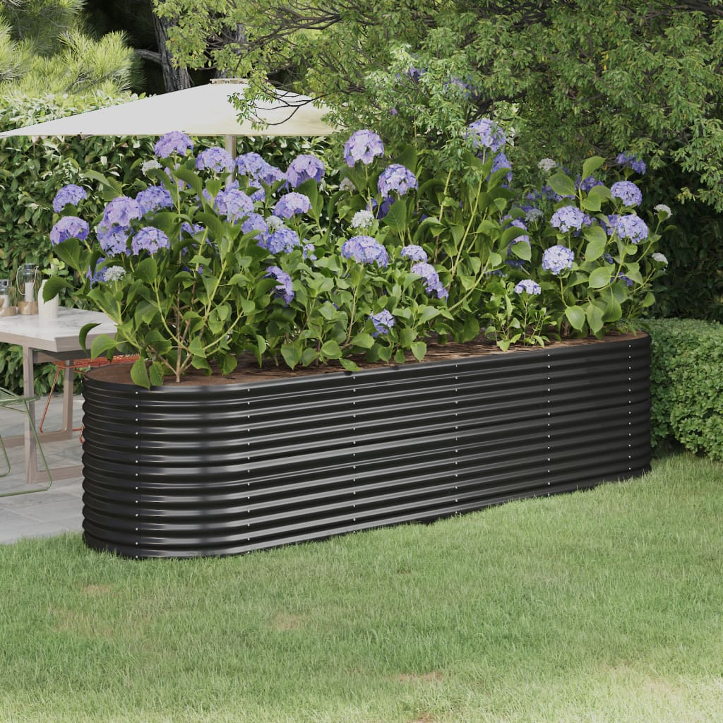 Letto da Giardino in Acciaio Zincato 296x80x68 cm Antracite - homemem39
